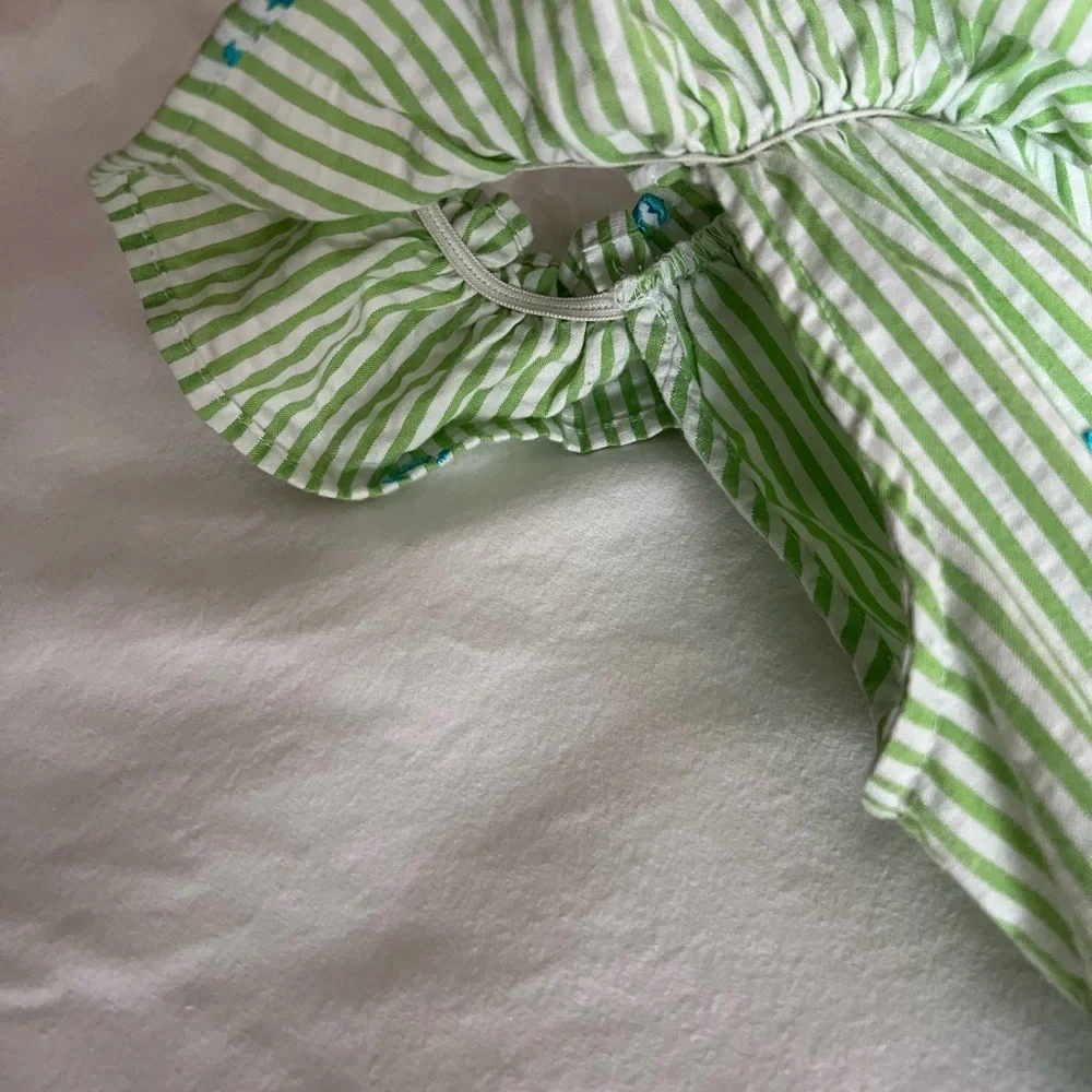 Little girls green and white sleeveless dress - Picture 7 of 8